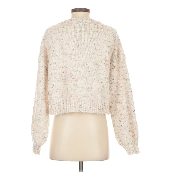 Fuzzy Knit Storia Knit Sweater Small Pastel Ivory Pink Blue - Picture 2 of 5